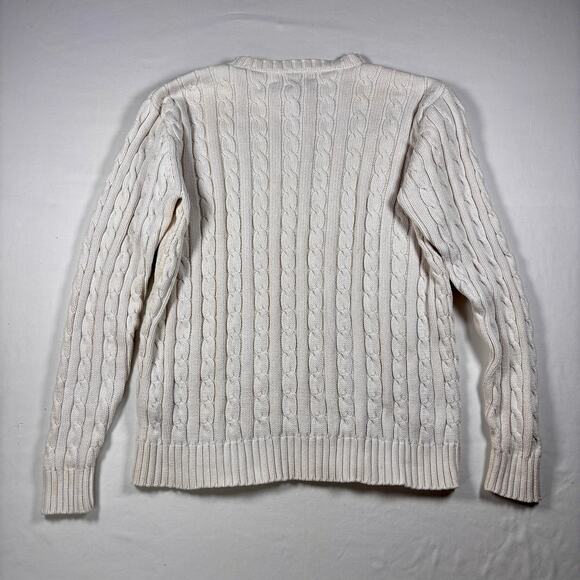 Vintage 1990s LAUREN Ralph Lauren White Cable Knit Sweater Green Label AS IS - Picture 11 of 16